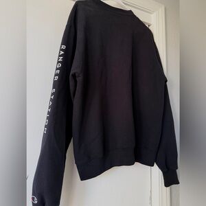 Champion Black Crewneck Sweatshirt with White Sleeve Text